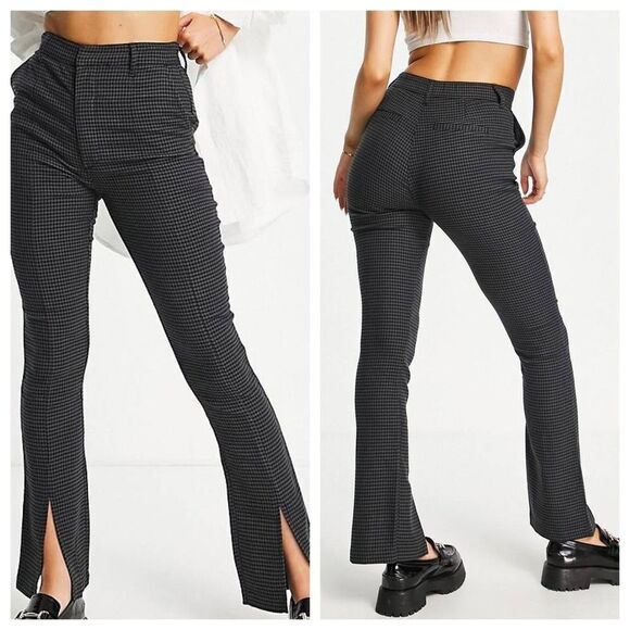 Abercrombie & Fitch Houndstooth The Skinny Ultra High Rise Dogtooth Split Leg Wi - Picture 1 of 16